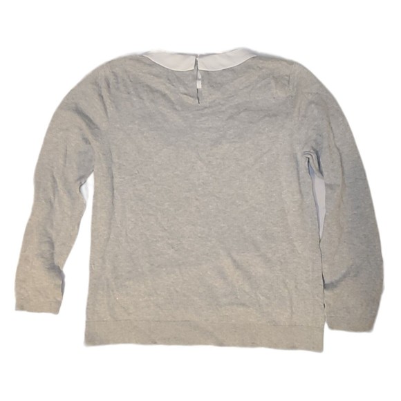 Elle Womens Gray Sweater White Decorative Collar Shirt Long Sleeve Top Size L - Picture 3 of 10